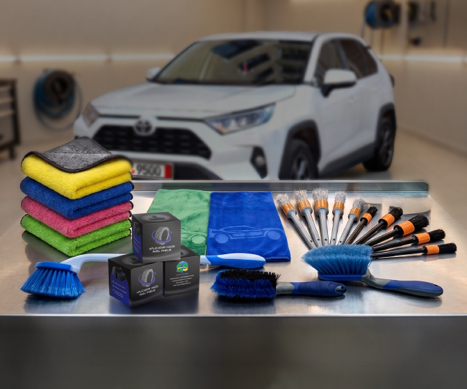 Produtos da linha automotiva: microfibras, escovas e acessórios